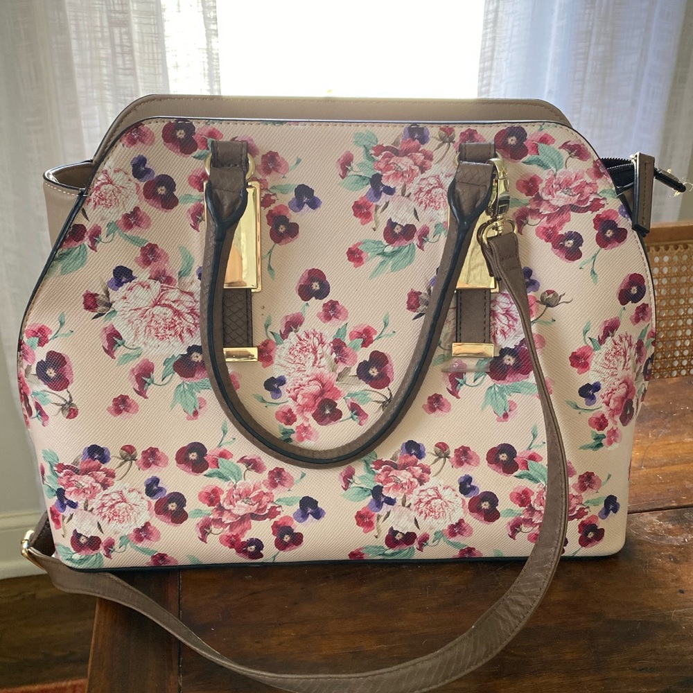 Floral faux leather bag